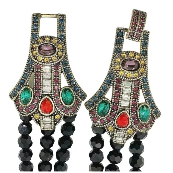 Heidi Daus NWOT Age Of Elegance Black Faceted Bead Crystal Necklace Bracelet Set - Picture 4 of 12